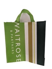 2x Waitrose Tote Bag Canvas Bag For Life Green with softer fabric carry handles