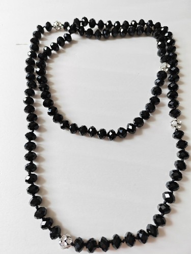 Vintage jet black faceted - black,