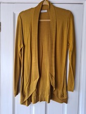 M&S Per Una Bronze Dark Mustard Open Front Long Cardigan Size 16