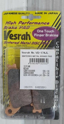 Brake pads rear vesrah suzuki - vesrah,
