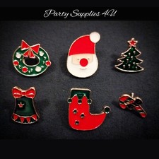 Xmas Pin Badges/Santa/Tree/Wreath/Candy Cane/Bell/Stocking Filler/Eve Box/Gift