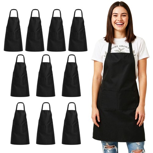 Black cooking aprons - black,