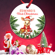 Personalized Pet First Christmas Wooden Acrylic Bauble Animal Photo Ornament