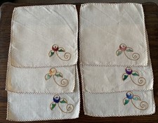 Vintage 6 x Embroidered Flower