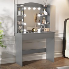 Dressing Table With Mirror Storage Makeup Desk Vanity Table Led Lights Bedroom