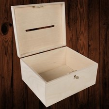 Small Lockable Wooden Wedding Guest Wish Post Box with Slot | 29 x 25 x 15 cm
