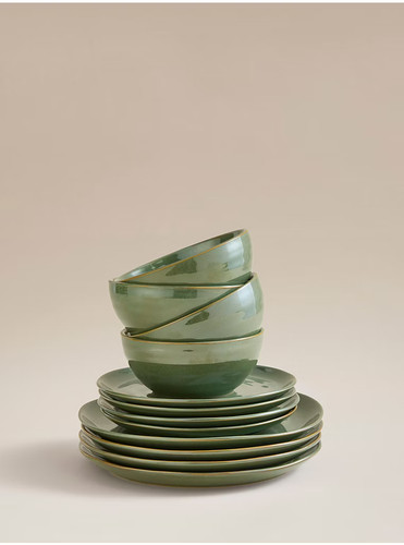 Green reactive glaze dinner - green,