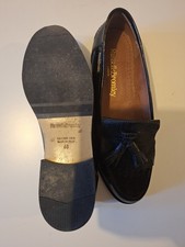 womens russell and bromley Black leather flat tassel loafers size 7 (40 )