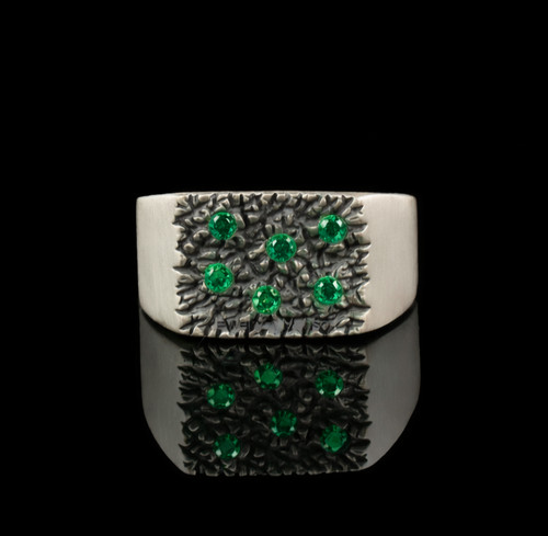 Emerald mens signet ring - signet,