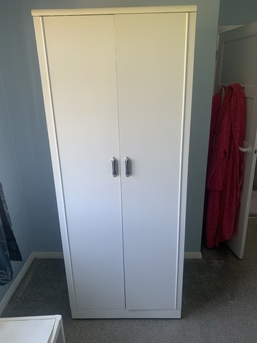 Wardrobe double door white - wardrobe,