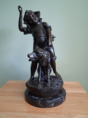 Solid bronze statue boy - a,