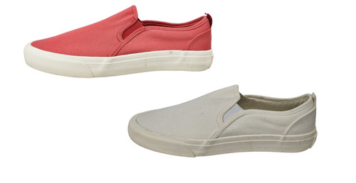 Coral pink canvas slip - canvas, slip-on