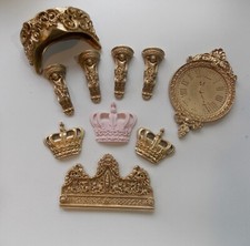 Dolls House Mix Lot of Ornate Dolls House Items Bed Crown Clock Cherubs Crowns