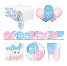 Gender Reveal Party Tableware Decorations Plates Cups Napkins Tablecover Event
