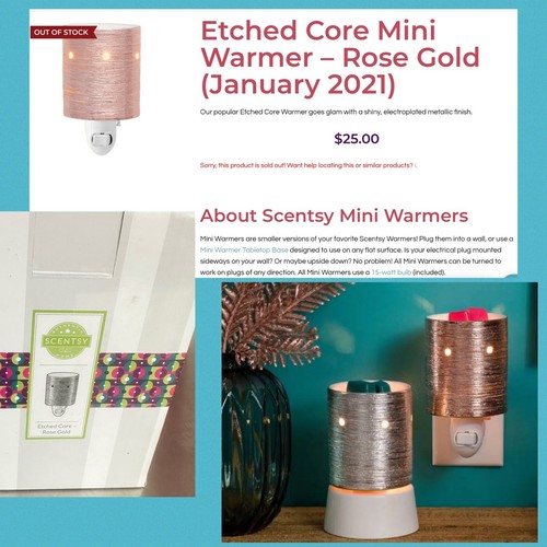 Scentsy etched core rose gold - core,