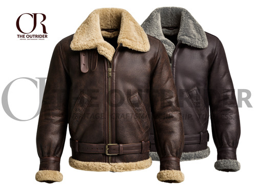 Men real sheepskin leather - sheepskin,