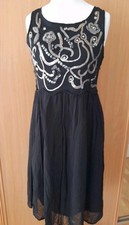 Nougat Black Dress Embroidered Sequin Detail Party Occasion 12 1920s Gatsby Vibe