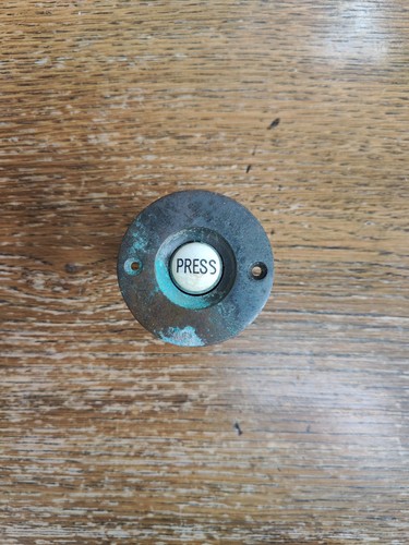 Antique brass doorbell push - antique,
