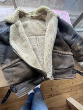 Men’s Shearling Sheepskin Leather Aviator Pilot Jacket XL Fashion Vintage