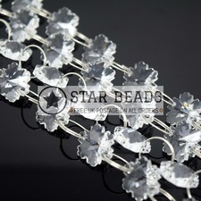 1 METRE CHANDELIER CRYSTAL SNOWFLAKE SUNCATCHER BEAD GARLAND CHAIN 14MM - CLEAR