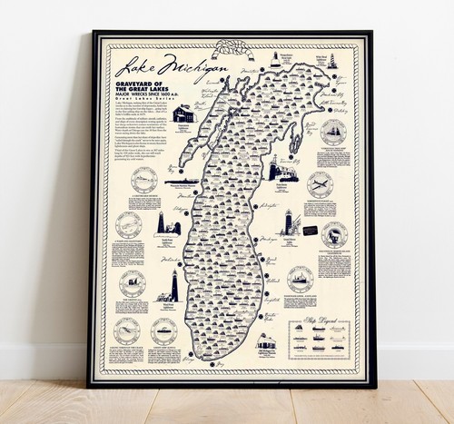 Lake michigan shipwrecks map - michigan,