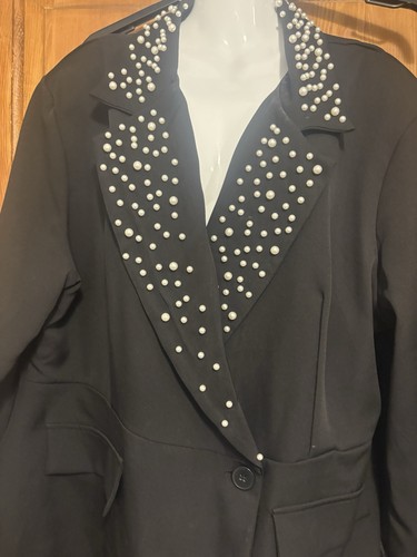 Boohoo black pearl studded - black,
