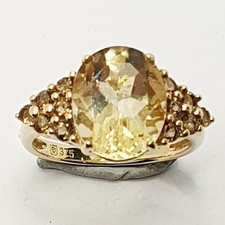 Pinky Ring 9ct Dress Cluster Ring Lemon Quartz Yellow Gold Size I 1/2 ( i 1/2 )