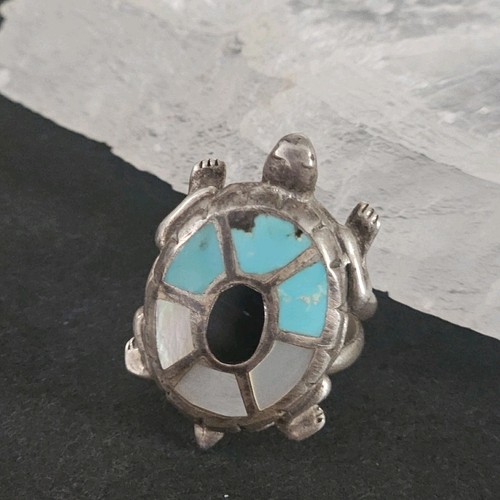 Vtg navajo inlay turtle ring - navajo,