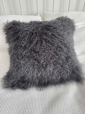 Mongolian Sheepskin Cushion Cover In dark grey 40cm X 40cm