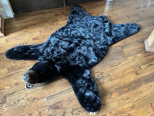 Black bear plush area rug - area, faux