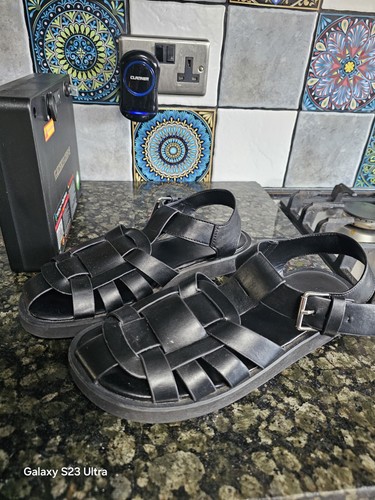 Black vegan leather fisherman - black,