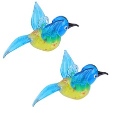 2 Pcs Colorful Glass Bird