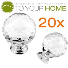 Dihl Globe Crystal Door Knobs Diamond Glass Clear Cabinet Drawer Wardrobe Handle