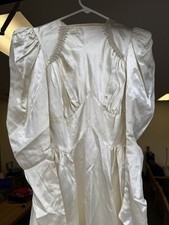 Vintage 1940s Candlelight Liquid Satin Ivory Wedding Dress Long Train XS S