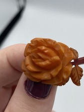 BAKELITE Carved Brooch Art