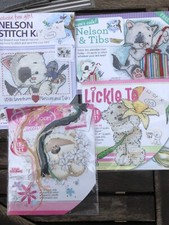 3 Cute Little Cross Stitch Kits + Chart Nelson & Tibs, Fizzy Moon, Lickle Ted