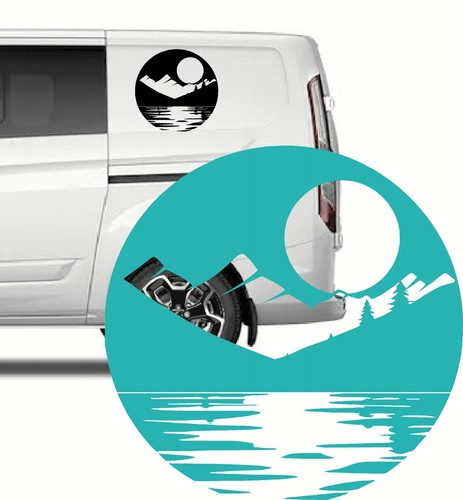 Moon lake car decal - moon, sticker