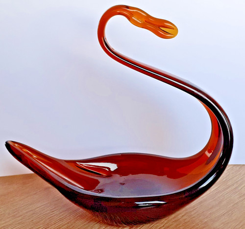 Glass swan whitefriars amber - swan,