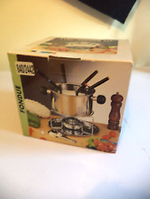 new boxed Professional 11pc fondue set chrome burner gift catering dinner party