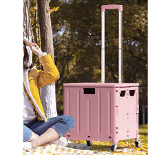 Collapsible Folding Shopping Trolley Cart Wheels Caster Rolling Car Boot Storage