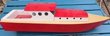 Vintage RC Wooden Hull Speed Boat Cabin Cruiser Large 34"