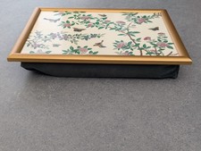 Vintage Cushioned Lap Tray Wooden Retro Serving Table Bed Sofa TV Dinner