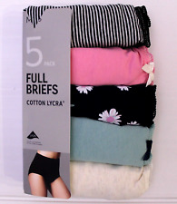 Ex M & S Ladies 5 Pack Cotton Lycra Full Briefs Underwear Knickers Size 8 to 24