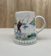 Buchan Portobello Scotland Stoneware Tankard Mug with Hand Painted Fishing Scene