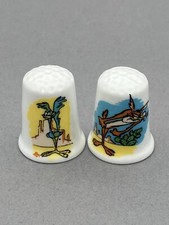 Road Runner and Coyote English fine bone china thimbles set of two