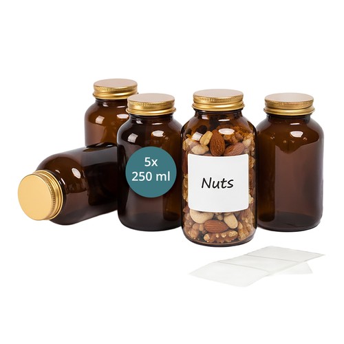 Amber glass apothecary jars