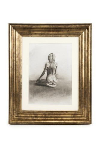 Charcoal drawing nude female - drawing,