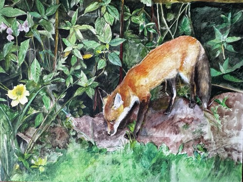 Folk art fox - folk,