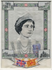 1937 Stevengraph T. Stevens Silk Woven Picture "H.M.Queen Elizabeth" Remounted