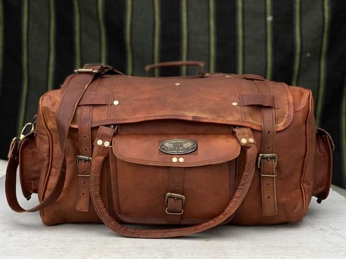 Leather travel men duffel - leather,